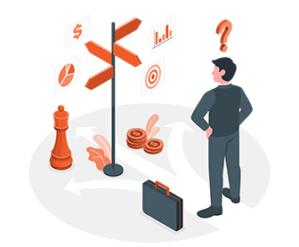 Decision making process at business crossroads