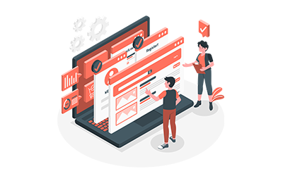 Illustration of person facing complex software interface representing poor usability