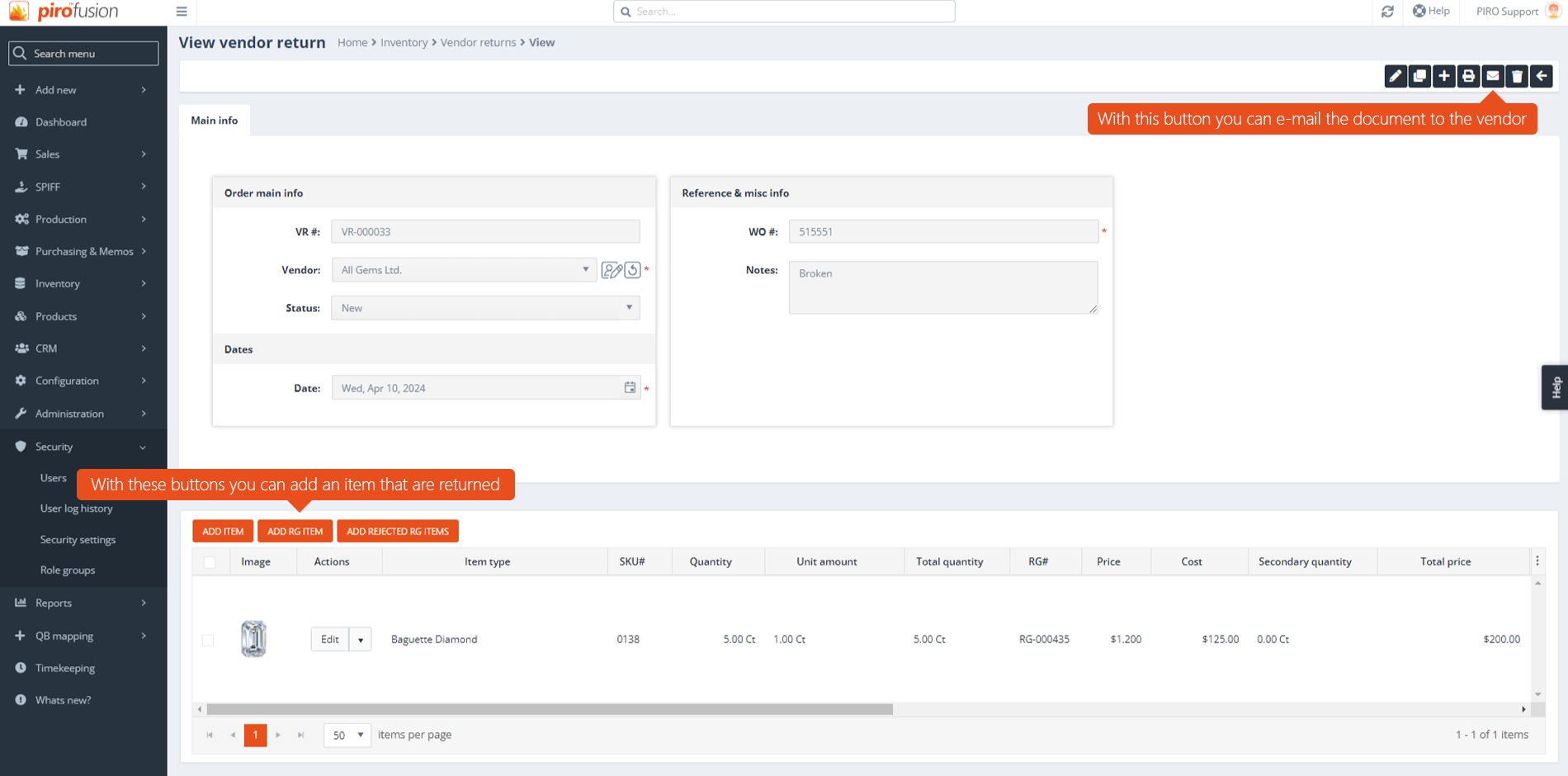 PIRO Fusion software interface representing advanced jewelry management system