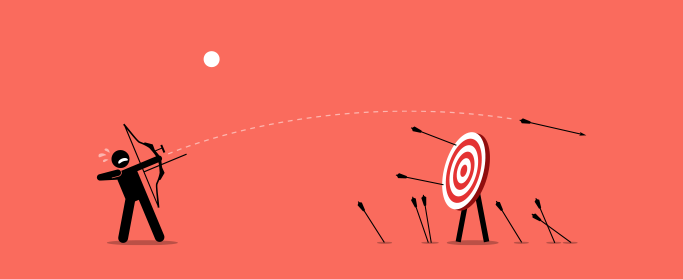 Graphic of missed shots on target symbolizing mistakes in processes