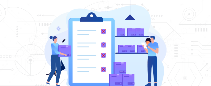 Illustration of manual inventory handling in a warehouse