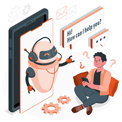 Illustration of AI assistant talking to a designer through mobile device