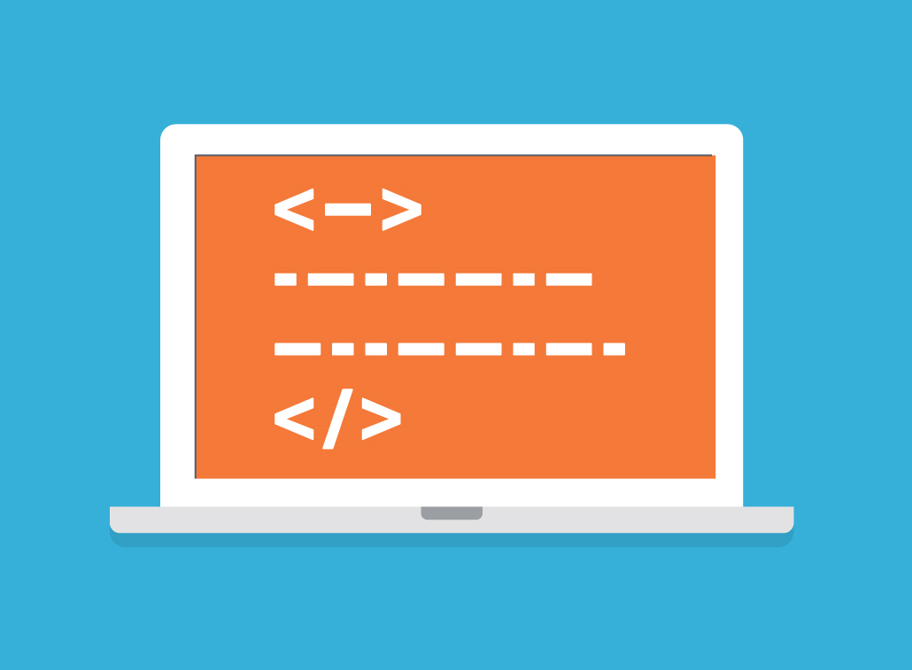 Illustration of laptop with code symbols representing direct system integration
