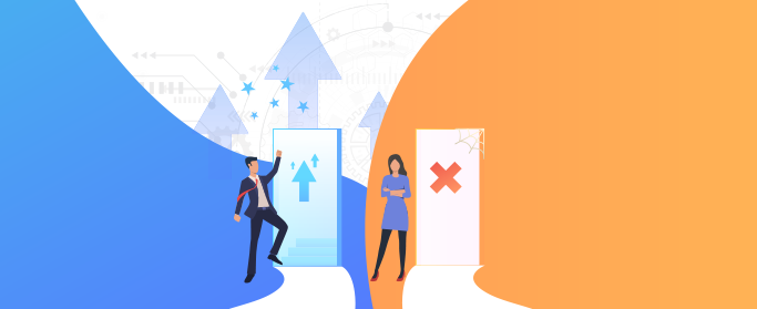 Illustration comparing success and failure in jewelry management software implementation