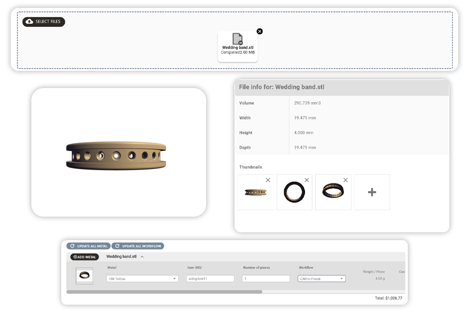 CAD file upload and estimates 